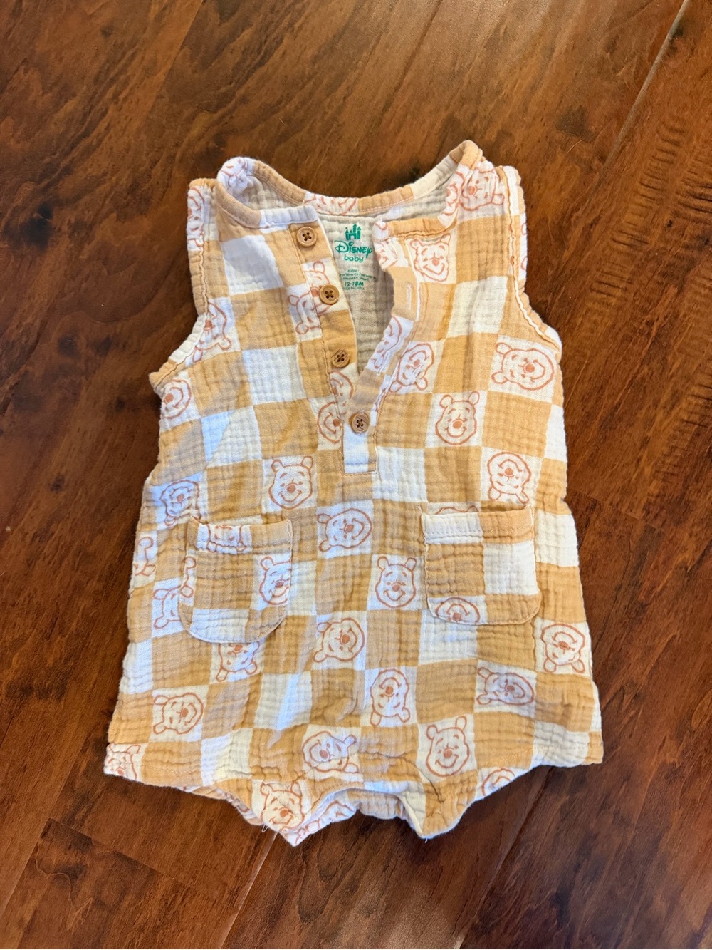 Disney Yellow Check Sleeveless Romper 12-18 month